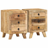 ZNTS Bedside Cabinet 2 pcs 37x32x50 cm Solid Wood Rough Mango 4104516