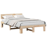 Bed Frame with Headboard Natural 120 x 190 cm Solid Pine Wood 872662