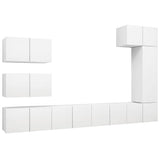 8 Piece TV Cabinet Set White Engineered Wood 3078716