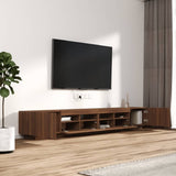 3 Piece TV Cabinet Set with LED Lights Brown Oak Engineered Wood 3120175