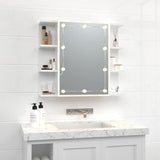 Mirror Cabinet with LED High Gloss White 70x16.5x60 cm 808879