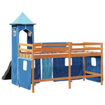 Kids' Loft Bed with Tower Blue 80x200 cm Solid Wood Pine 3309126
