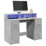 Desk with LED Lights Concrete Grey 120x55x91 cm Engineered Wood 3309414