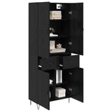 Highboard with Drawer 2 pcs Black Oak Engineered Wood and Glass 3416197