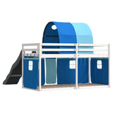 Bunk Bed without Mattress with Slide and Curtains Blue 90x190 cm Single 3284156