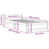 Bed Frame without Mattress Black Solid Wood 90x200 cm 815033