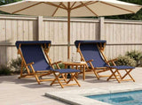 Deck Chair 4 pcs 3 Position Solid Eucalyptus Wood Blue 3407797
