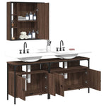 ZNTS 3 Piece Bathroom Cabinet Set Brown Oak Engineered Wood 3214729