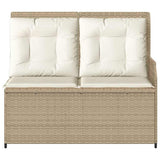 Garden Bench with Cushion Black and Cream White Poly Rattan 3394444