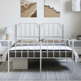 Metal Bed Frame without Mattress with Footboard White 150x200cm 373956