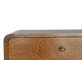 Solid Wood Floating Curved Chestnut Bedside, 2 Drawers, Dark Brown B2743P403237