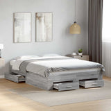 Bed Frame with Drawers without Mattress Grey Sonoma 135x190 cm Double 3280410