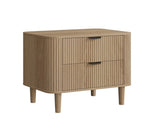 Farmhouse style bedside table with two storage drawers, practical modern style bedside table, W6296P540572