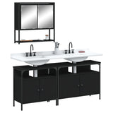 3 Piece Bathroom Furniture Set Black Engineered Wood 3214665