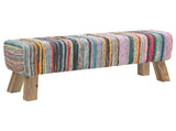 Bench 110 x 30 x 45 cm Real Leather Multicolour 42042117