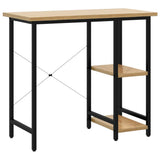 Computer Desk Black and Light Oak 80x40x72 cm MDF and Metal 20557