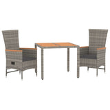 3 Piece Garden Dining Set Grey Poly Rattan&Solid Wood Acacia 3157612