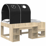 Bed with Tunnel 3 pcs Sonoma Oak and Black Engineered Wood 3423508