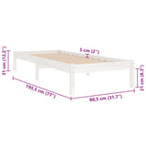 Bed Frame without Mattress White Solid Wood Small Single 809978