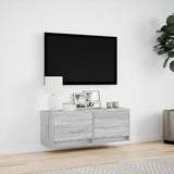 TV Wall Cabinet with LED Lights Grey Sonoma 100x31x35 cm 852367