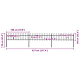 Garden Fence with Spear Top Steel 537x60 cm Black 277595