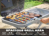 Foldable Gas BBQ Grill with Side Table, Portable Gas Barbecue Grill with Thermometer, Grease Box, T3398P551670