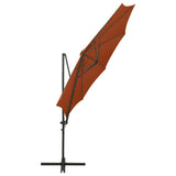 ZNTS Cantilever Garden Parasol with Pole and LED Lights Terracotta 300 cm 312343