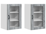 Wall Glass Cabinet LUCCA 2 pcs Grey Sonoma 40 x 31 x 80 cm 884998