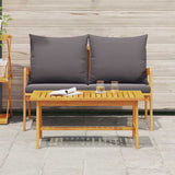 Bistro Set with Cushion 2 pcs Oil Natural Solid Acacia Wood 4106462