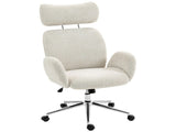 Office Chair with Adjustable Headrest, Spring Pack, Curved Line, Boucle Fabric - Pale Grey T3398P424987