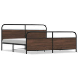 Metal Bed Frame without Mattress Brown Oak 180x200 cm Super King 3318665