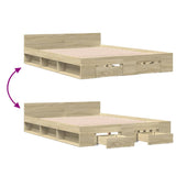 Bed Frame with Drawers without Mattress Sonoma Oak 135x190 cm 3280771