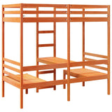 Loft Bed Frame with Desk and Chairs Wax Brown 80x200cm Solid Wood Pine 3308558