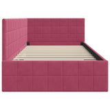 Corner Bed Frame with Headboard Wine red 90 x 200 cm Velvet 42016392