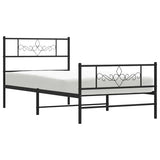 Metal Bed Frame without Mattress with Footboard Black 100x200cm 355280