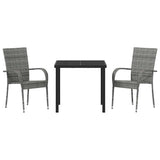 Garden Dining Set 3 pcs Grey Powder-Coated Steel 3379408