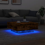 ZNTS Coffee Table with LED Lights Smoked Oak 80x80x31 cm 836592