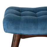 Mini Teal Velvet Curved Bench IN1764