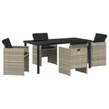 Garden Dining Set with Cushion 5 pcs Light grey Poly rattan 3379962