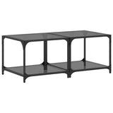 Coffee Tables with Black Glass Top 2 pcs 50x50x40 cm Steel 845973