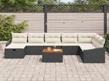 Garden Sofa Set with Cushion 9 pcs Black Poly rattan 3360911