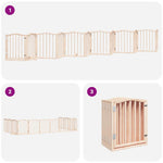 Dog Gate with Door Foldable 12 Panels 600 cm Poplar Wood 3155586