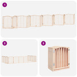 Dog Gate with Door Foldable 12 Panels 600 cm Poplar Wood 3155586