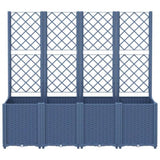 Garden Planter with Trellis Blue Grey 160x40x140 cm PP 367871