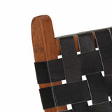 Folding Chair Black Real Leather 356377