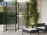 Room Divider 5 Panels Black Poly Rattan 365396