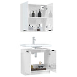 ZNTS 2 Piece Bathroom Cabinet Set High Gloss White Engineered Wood 3115864