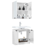 ZNTS 2 Piece Bathroom Cabinet Set High Gloss White Engineered Wood 3115864