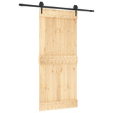 Sliding Door Natural and Black 90 x 210 cm Solid Pine Wood 3445124