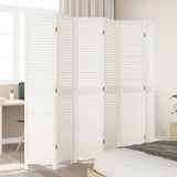 Room Divider 6 Panels White Solid Wood Paulownia 358843